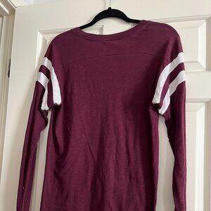 VS Pink maroon white striped top M